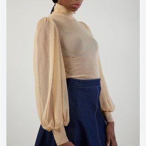 Eliza Faulkner Nude Swiss Dot Mesh Dolly Top